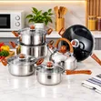 12-Piece Stainless Steel Cookware Set with Kettle - 1