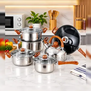 Complete 12-Piece Stainless Steel Cookware Set with Kettle