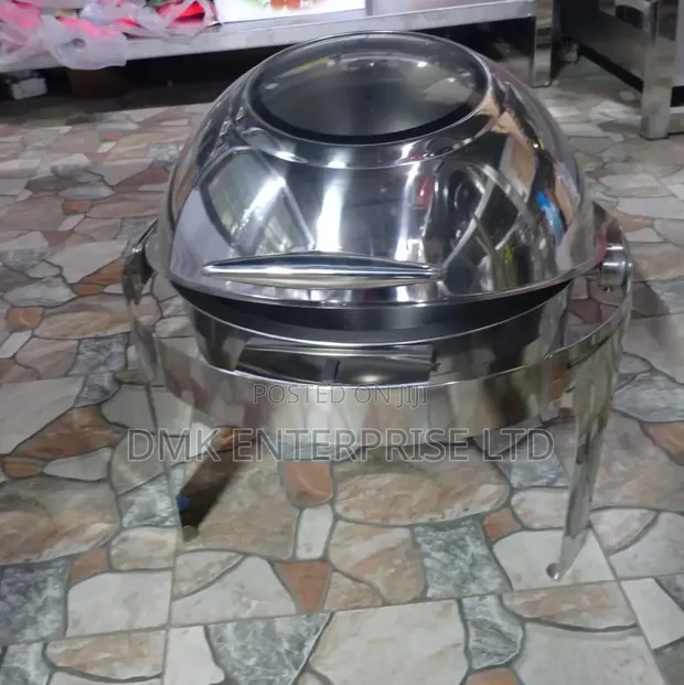 Chafing Dish ya Chuma cha Pua ya Mviringo na Kifuniko cha Roll-Top - 1