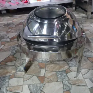 Round Stainless Steel Chafing Dish with Roll-Top Cover