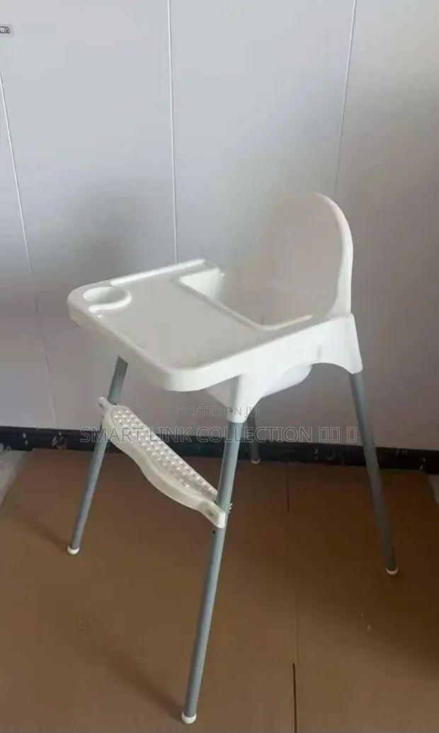Portable Baby High Chair - White & Grey - 1