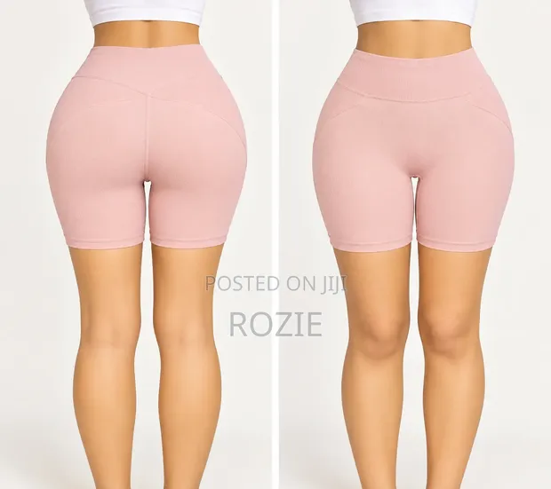 Women's Pink High Waist Biker Shorts - 1