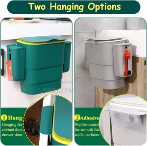 Foldable Kitchen Hanging Trash Can with Bag Storage