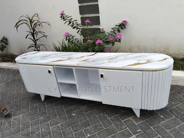 6 Ft Gold Top TV Stand - 1