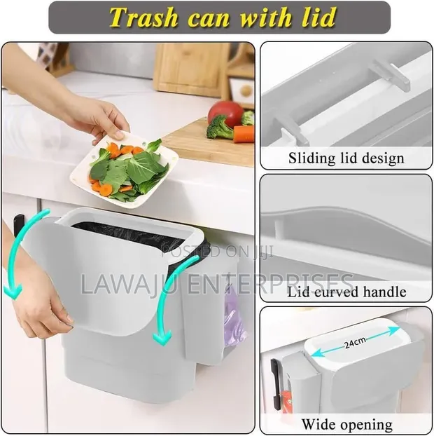 Foldable Kitchen Hanging Dustbin with Trash Bag Storage - 1
