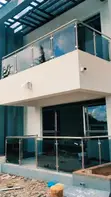 Stainless Steel & Tinted Glass Balcony Railing | Custom Balustrade - 2