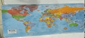 Large World Map Extended Desk Mat 800x300mm