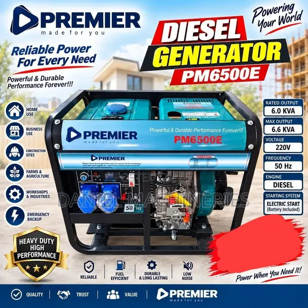 Premier Open Type Diesel Generator PM6500E 6.6kVA - 1