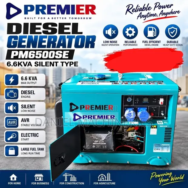 Premier PM6500SE 6.6kVA Silent Diesel Generator - 1