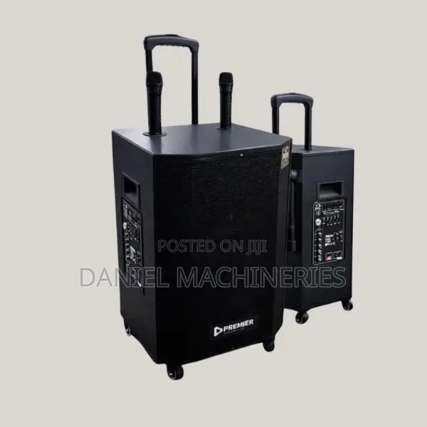 Premier Rechargeable Powered Speaker na Maikrofoni 2, Gurudumu & Mpini - 1