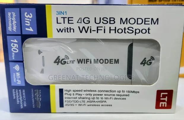 LTE 4G USB Modem yenye Wi-Fi Hotspot (150Mbps, Vifaa 10) - 1