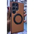 Kifaa cha Ngozi kwa Samsung S24 Ultra chenye Chaja Isiyo na Waya na Pete ya Kusimama - 1