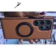 Kifaa cha Ngozi kwa Samsung S24 Ultra chenye Chaja Isiyo na Waya na Pete ya Kusimama - 2