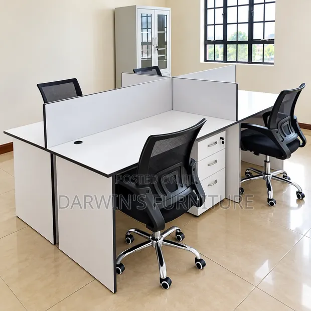 Modern 4-Person Office Workstation Cubicles - 1