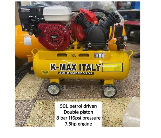 Kmax Petrol Driven Double Piston Air Compressor 50L 8 Bar 7.5HP - 1