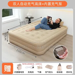 Inflatable Queen Size Airbed Mattress with Built-in Pump & 2 Pillows