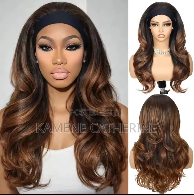 Body Wave Semi Human Headband Wig - 1