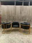 Black and Gold Leather Styling Chair / Manicure Seat - 1