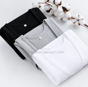 Pakiti ya Vests 3 za Pamba za Wanaume - Nyeusi, Grey & Nyeupe