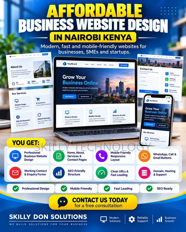 Ubunifu wa Tovuti za Biashara Nairobi Bei Nafuu - 1