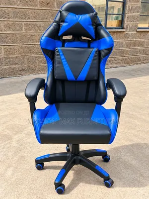 Kiti cha Michezo cha Ergonomic - Bluu na Nyeusi chenye Kichwa