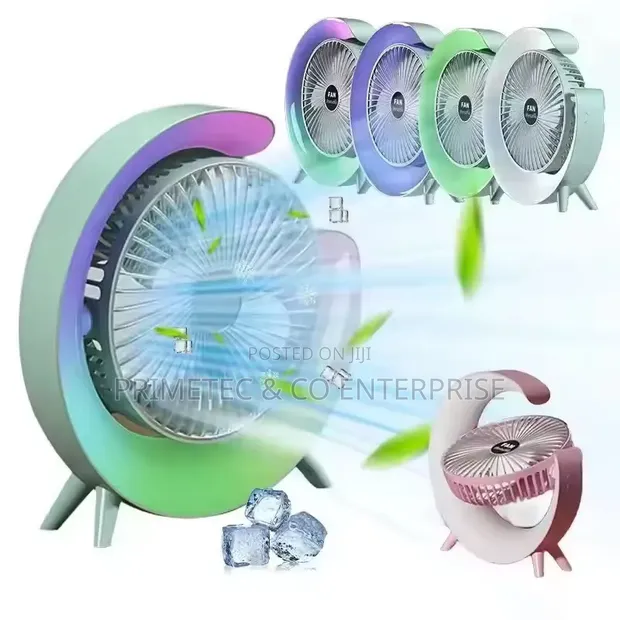 Portable Rechargeable Desktop Fan with LED Lamp - 1