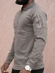 Clavis Fashion Hub T-Shirt ya Kiume ya Kijeshi ya Nusu Zip - 1