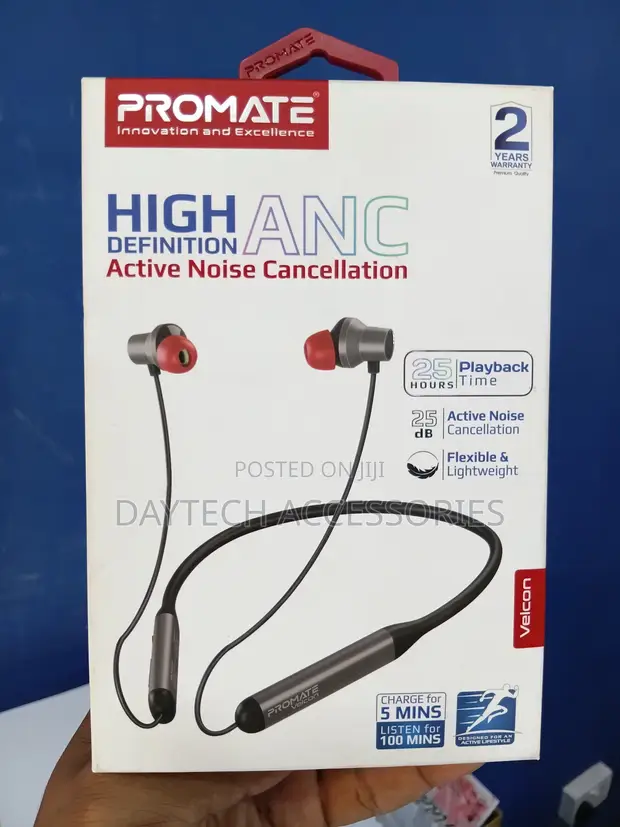Promate Velcon High-Definition ANC Wireless Neckband Earphones - 1