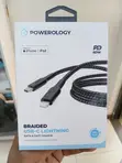 Powerology Kamba ya USB-C hadi Lightning Iliyofumwa (2M, 60W PD, Nyeusi) - 1