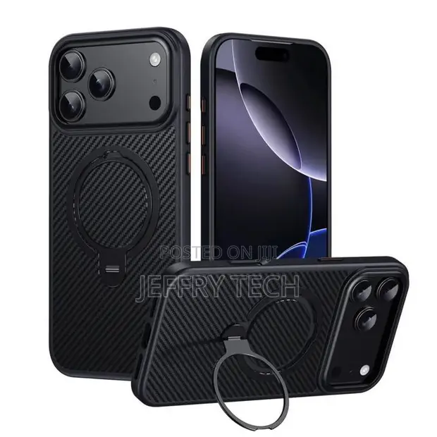 Carbon Fibre Case with Magnetic Stand for iPhone 17 Pro Max - 1