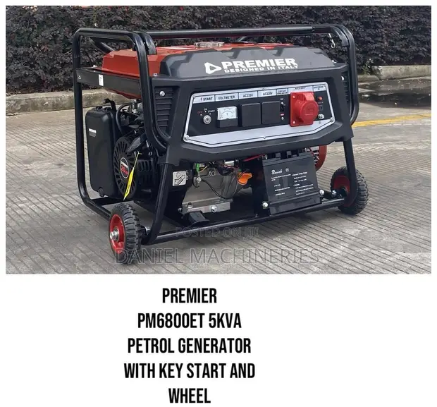 Premier PM6800ET 5KVA Petrol Generator with Key Start & Wheels - 1