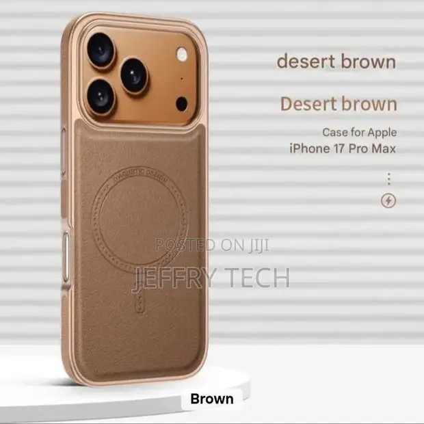 Kifuniko cha Kujichaji Kisichotumia Waya cha PU Leather kwa iPhone 17 Pro Max - 1
