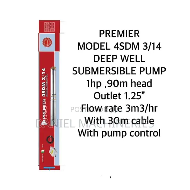 Premier 4SDM 3/14 Submersible Water Pump 1HP 90m - 1