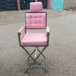 Kiti cha Makeup, Pink chenye Fremu ya Fedha - 2