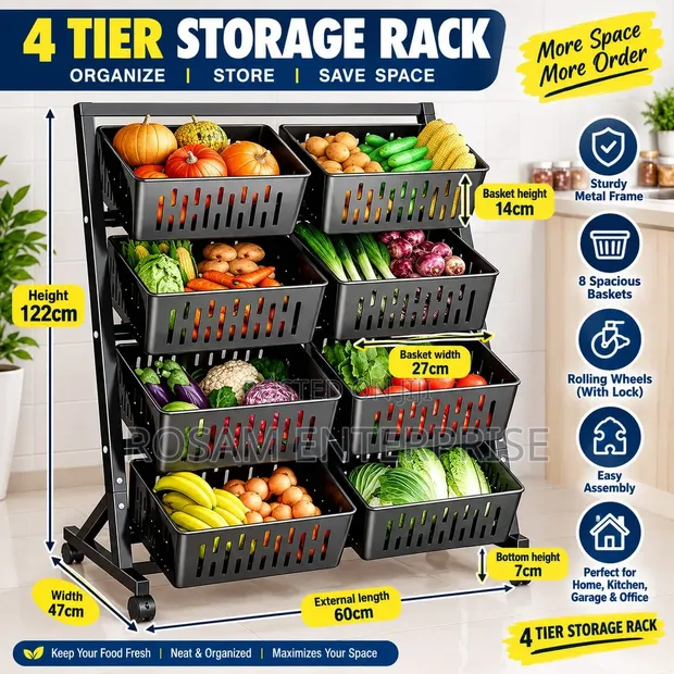 4-Layer Kitchen Vegetable Basket Rack - 1