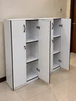 White MDF Office Cabinet with Lockable Shelves - 1