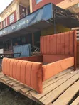5x6 Burnt Orange Velvet Winged Bed - 2