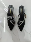 Victoria Kitted Suede Black Heels - 2