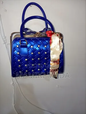 Stylish Blue Ladies Handbag - Elegant Woven Design