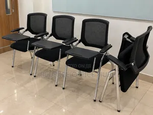 Black Mesh Training Chair with Writing Tablet