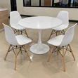 White Round Dining Table with 4 Chairs - Eames Style - 3