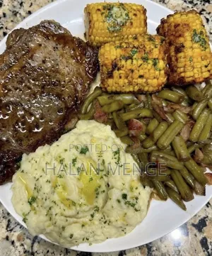 Steak Feast with Mash Potatoes and Veggies