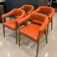 Orange Leather Dining Chairs Set of 4 - Brand New - 2