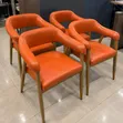 Orange Leather Dining Chairs Set of 4 - Brand New - 5