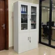 Grey Metallic Office Cabinet with Glass Doors - Boss Office Products - 2