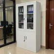 Grey Metallic Office Cabinet with Glass Doors - Boss Office Products - 5