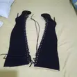 Viatu Vipya vya Thigh High vya Suede Nyeusi vya Kufungwa - 1