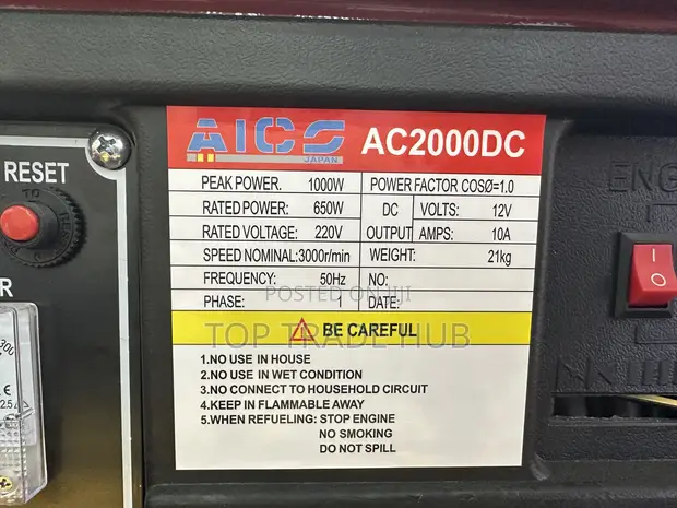 Aico Petrol Generator 1kW/1kVA Single Phase - 1