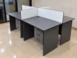 4-Way Office Workstation with Privacy Partitions & Drawers - 3