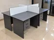 4-Way Office Workstation with Privacy Partitions & Drawers - 4